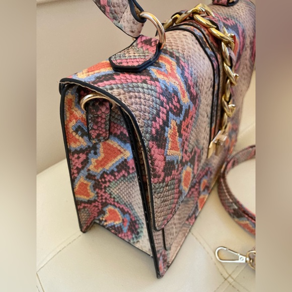 ALDO JERILINI Python Snakeskin multi convertible crossbody, gold hardware EUC - Picture 3 of 15